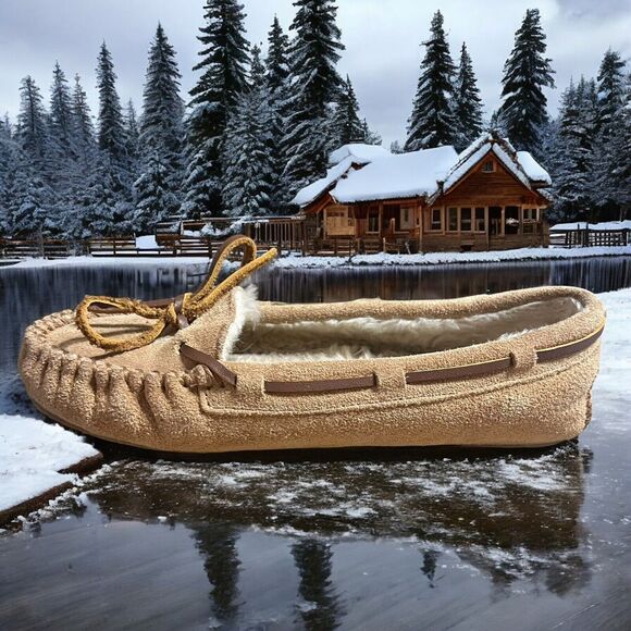 Minnetonka Trapper Women's Leather Fur Lined Moccasins Size 6 - Picture 10 of 12